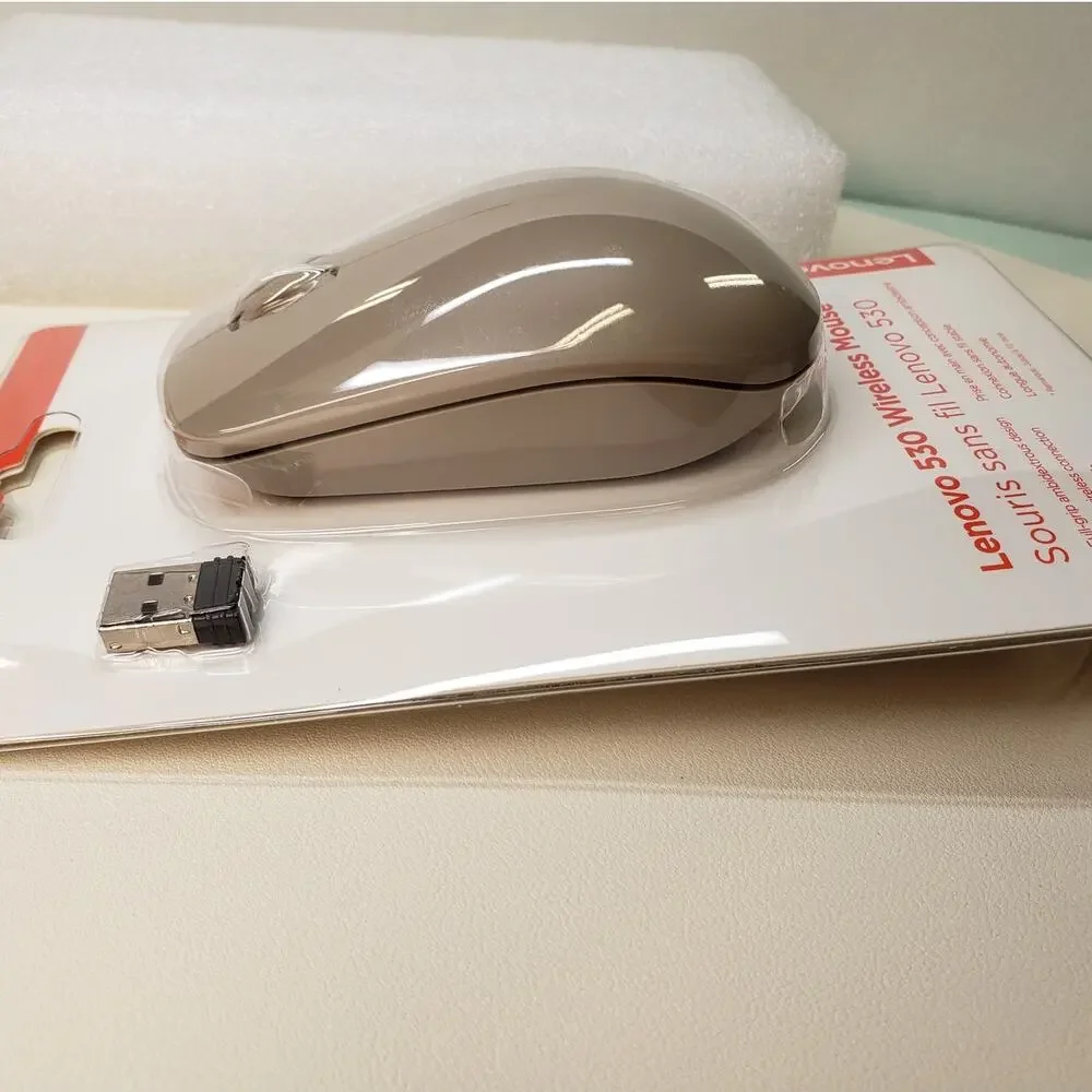 Lenovo 530 Wireless Mouse 2.4GHz Nano USB 1200 DPI Optical Sensor Almond